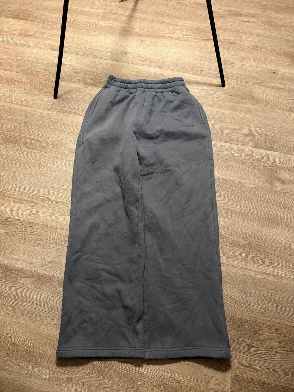 Comfrt Wide Leg Sweatpants Gray Heavyweight Fleece Lounge Pants Size Small